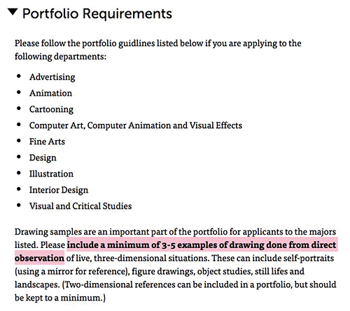 纽约视觉艺术学院作品集要求