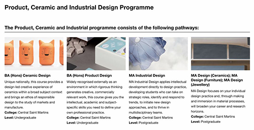 中央圣马丁CSM产品工业设计专业设置